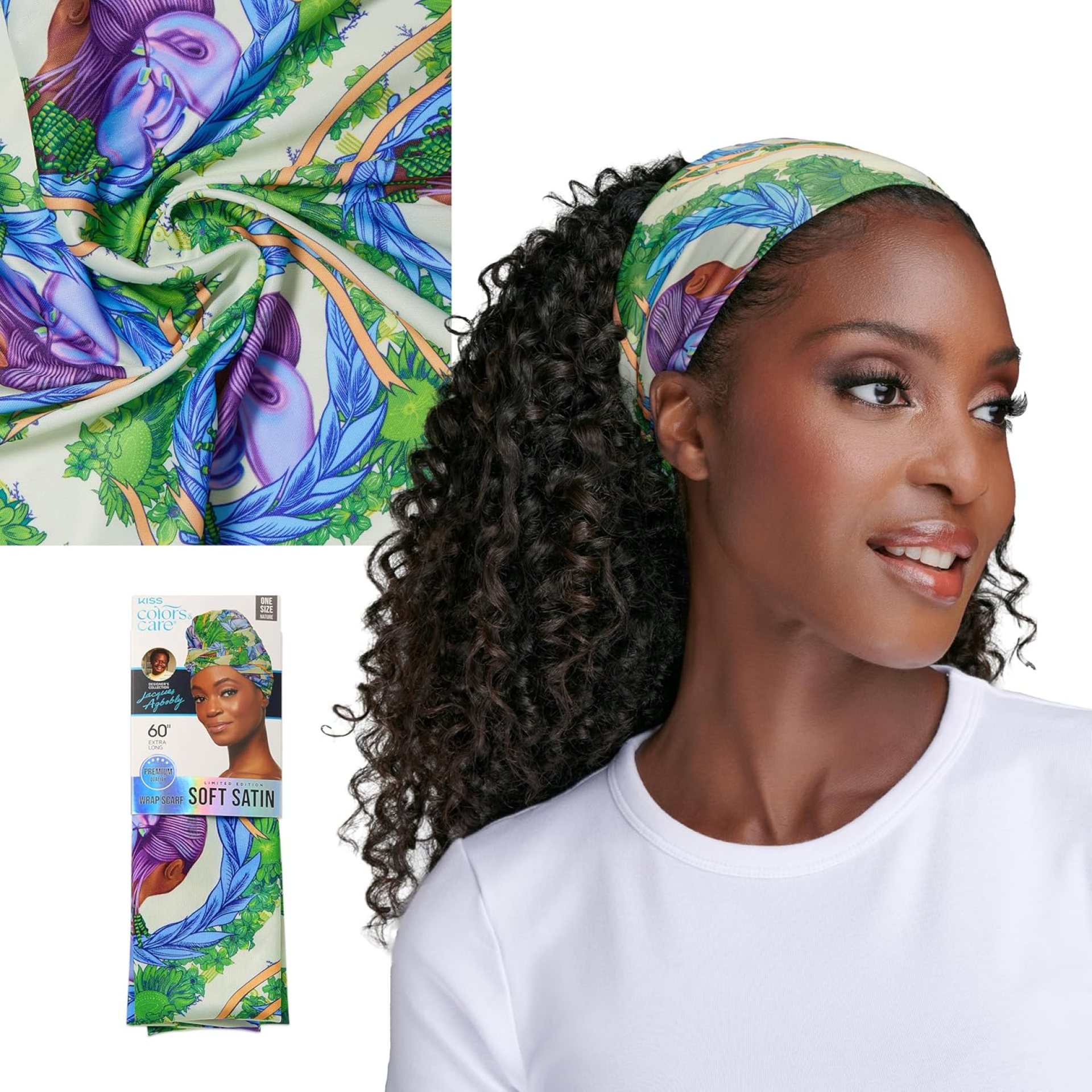 KISS Colors & Care Limited Edition BIFC Premium Soft Satin Wrap Scarf, Smooth & Comfortable All Day Wear, Minimize Frizz, Prevent Breakage, 60” X 16″ Extra-Long Scarf – Jacques Agbobly KISS Colors & Care Limited Edition BIFC Premium Soft Satin Wrap Scarf, Smooth & Comfortable All Day Wear, Minimize Frizz, Prevent Breakage, 60” X 16″ Extra-Long Scarf – Jacques Agbobly