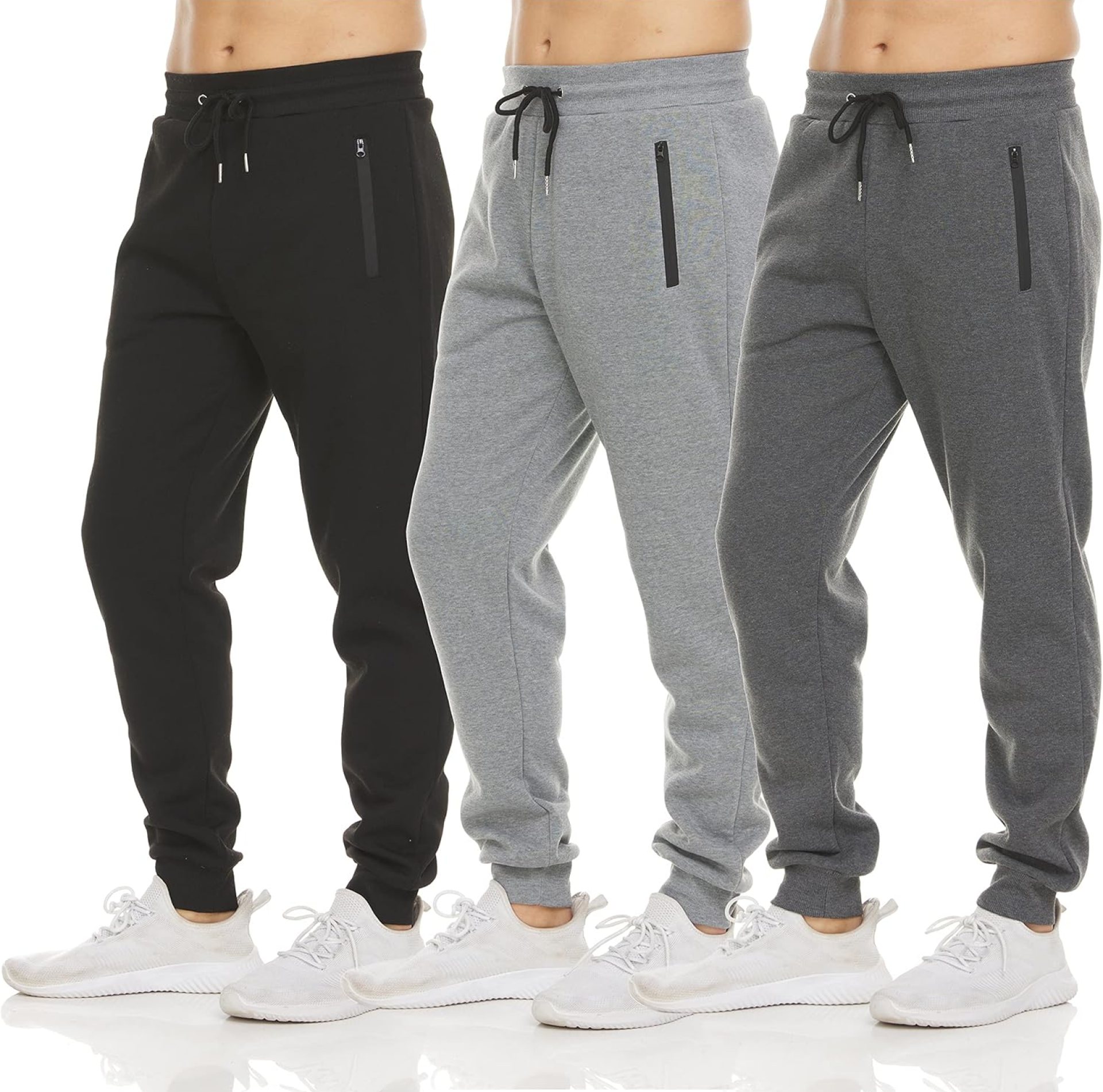 PURE CHAMP Mens 3 Pack Fleece Active Athletic Workout Jogger Sweatpants for Men with Zipper Pocket and Drawstring Size S-3XL PURE CHAMP Mens 3 Pack Fleece Active Athletic Workout Jogger Sweatpants for Men with Zipper Pocket and Drawstring Size S-3XL