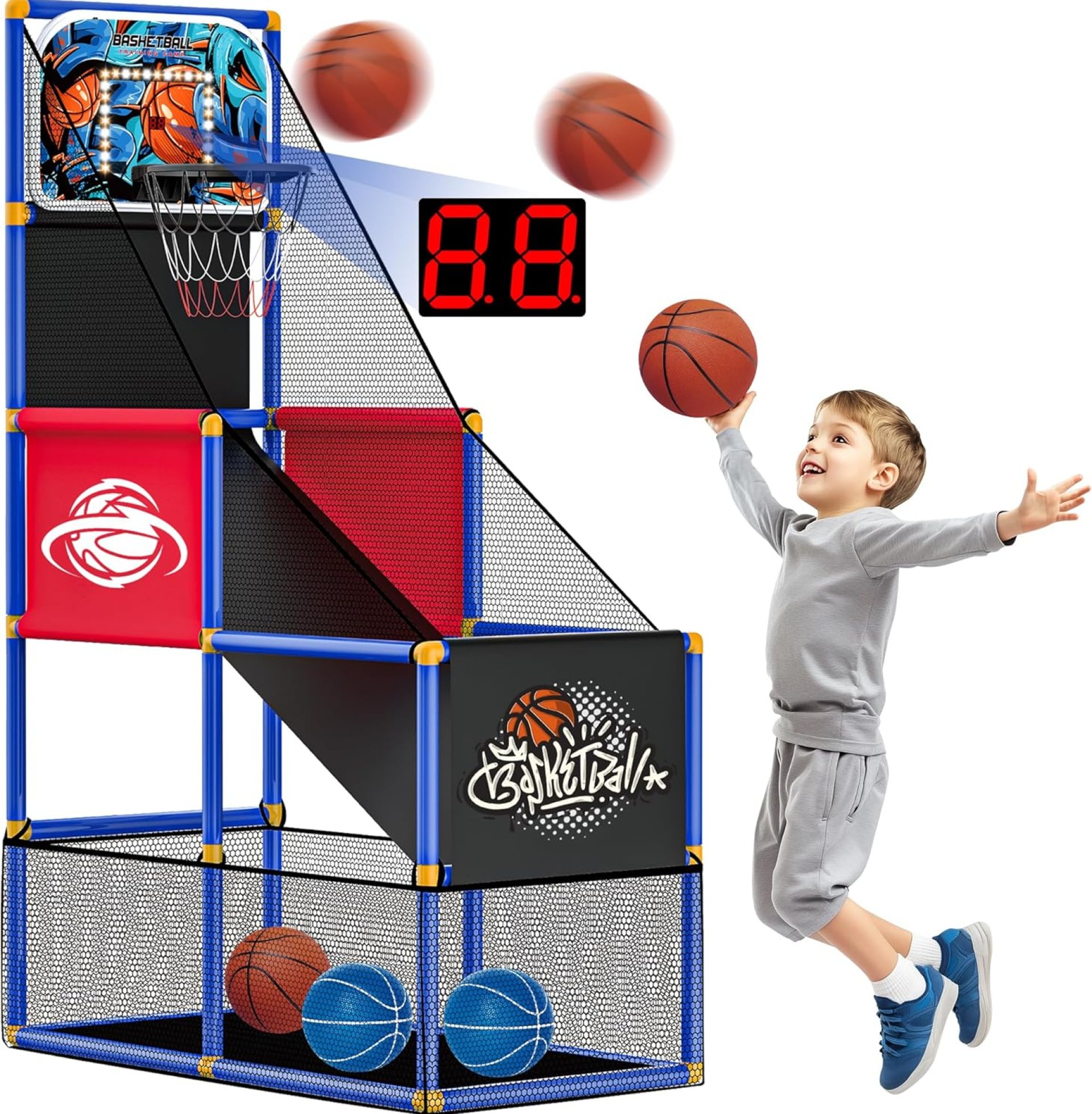 Kids Arcade Basketball Hoop with 4 Balls, Indoor Outdoor Single Shot Basketball Game for Toddler,Carnival Games Sport Toys Gifts for Boys Girls Ages 3-8 Years Old,Ideal for Competition Kids Arcade Basketball Hoop with 4 Balls, Indoor Outdoor Single Shot Basketball Game for Toddler,Carnival Games Sport Toys Gifts for Boys Girls Ages 3-8 Years Old,Ideal for Competition
