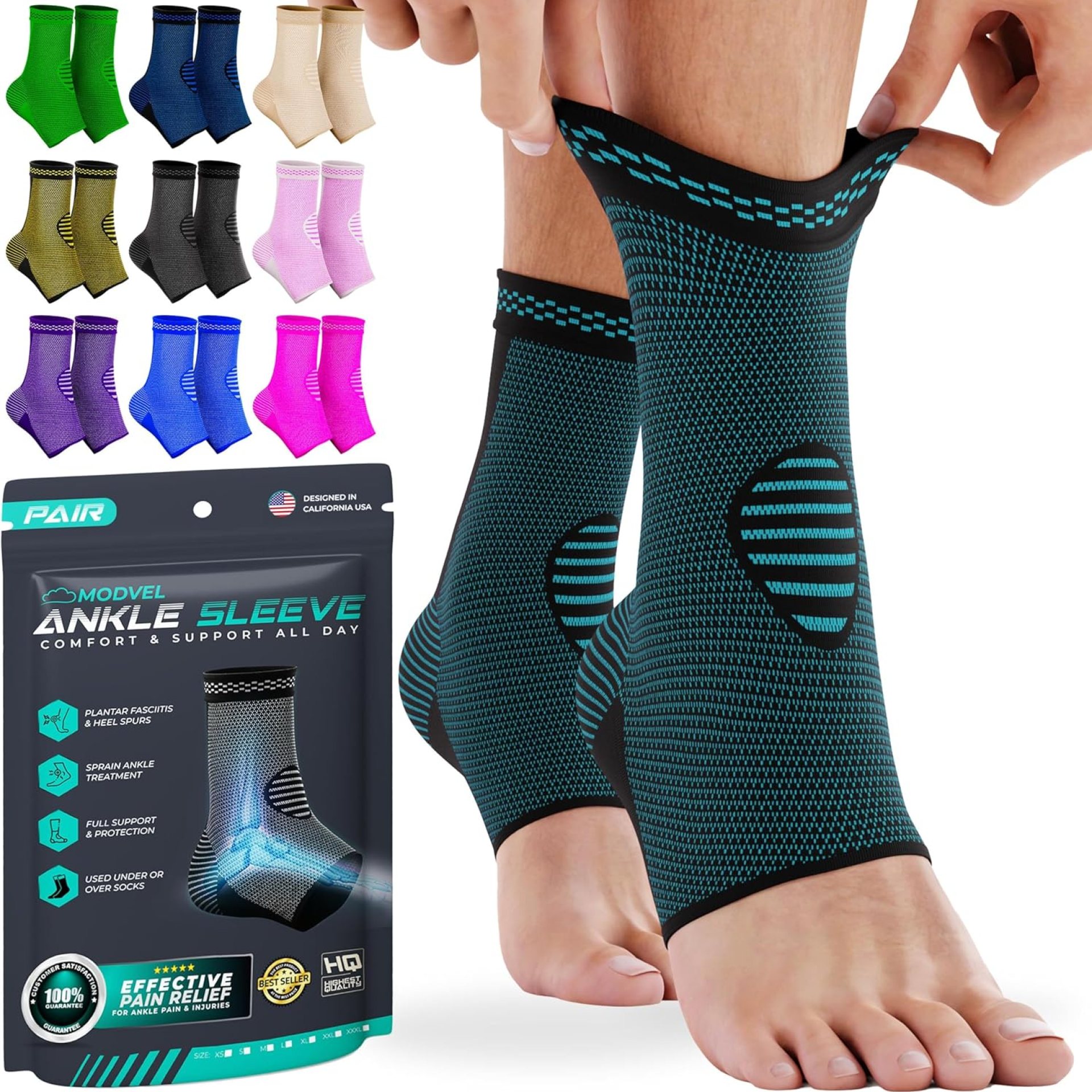 Modvel Foot & Ankle Brace Socks for Sprained Ankle Compression Sleeve – Ankle Support for Women & Men – Tendonitis & Arthritis Ankle Brace Sports Running, Torn Ligaments & Women Stabilizing Ankle Wrap Modvel Foot & Ankle Brace Socks for Sprained Ankle Compression Sleeve – Ankle Support for Women & Men – Tendonitis & Arthritis Ankle Brace Sports Running, Torn Ligaments & Women Stabilizing Ankle Wrap