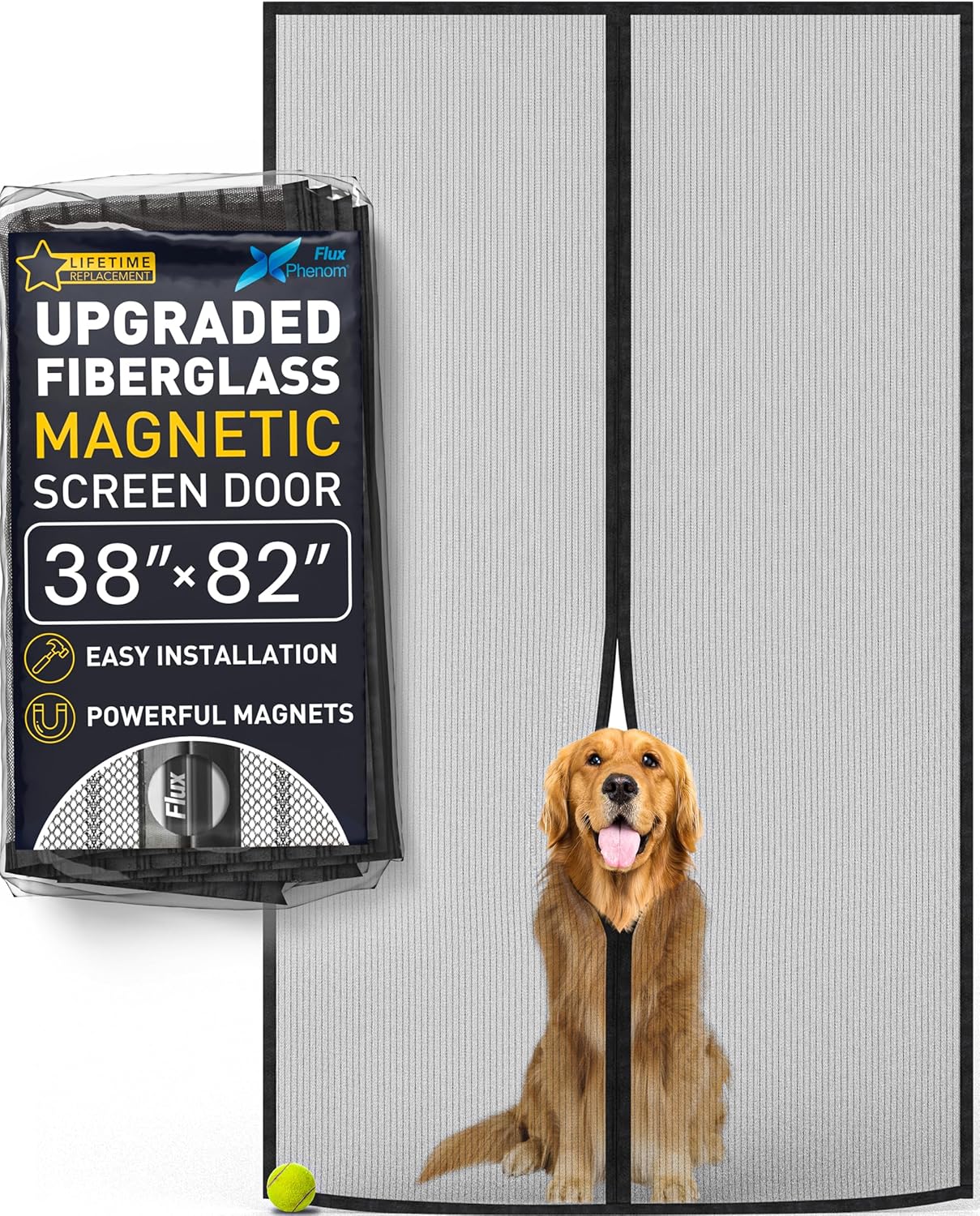 Flux Phenom Upgraded Screen Door Mesh 38×82 Inch – Easy Install, Strong Magnet Strength, Pet Tested, Hands-Free Entry, Door Screen Magnetic Closure, Keeps Bugs Out Flux Phenom Upgraded Screen Door Mesh 38×82 Inch – Easy Install, Strong Magnet Strength, Pet Tested, Hands-Free Entry, Door Screen Magnetic Closure, Keeps Bugs Out