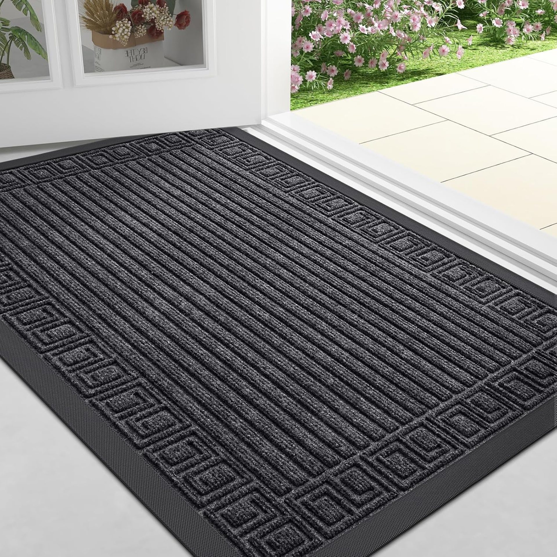 Finchitty Front Door Mat Outdoor Entrance, Heavy Duty Sturdy Rubber Doormat, Stain and Fade Resistant, Easy to Clean, Low Profile Indoor Outdoor Mat for Entryway and Patio, 30×17, Grey Finchitty Front Door Mat Outdoor Entrance, Heavy Duty Sturdy Rubber Doormat, Stain and Fade Resistant, Easy to Clean, Low Profile Indoor Outdoor Mat for Entryway and Patio, 30×17, Grey