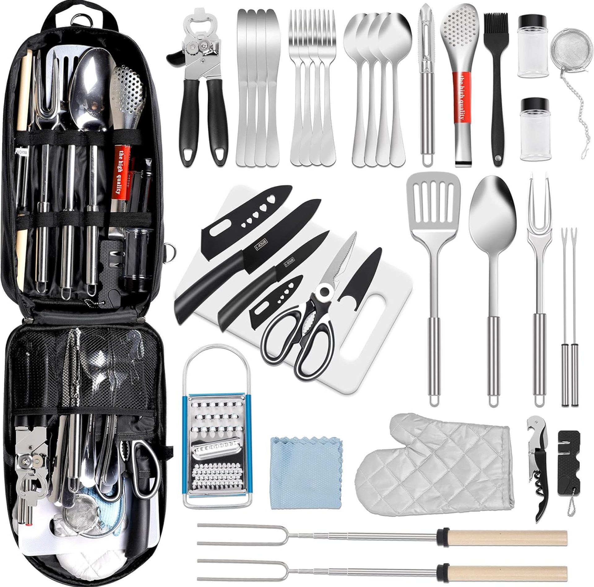 35 Pcs Camping Kitchen Utensil Set Outdoor Kitchen Gear, Outdoor Cooking and Grilling Utensil Travel Set Perfect for Camping Accessories Cooking, RV Camp. Camping, BBQs, Parties and More 35 Pcs Camping Kitchen Utensil Set Outdoor Kitchen Gear, Outdoor Cooking and Grilling Utensil Travel Set Perfect for Camping Accessories Cooking, RV Camp. Camping, BBQs, Parties and More