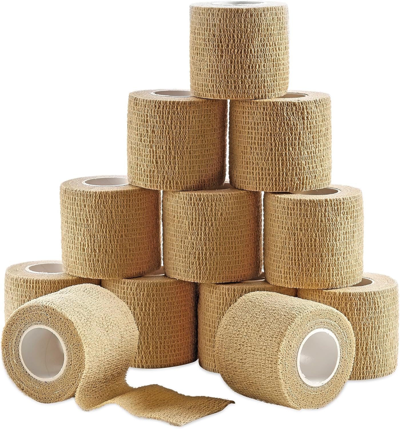 MEDca Self Adherent Cohesive Wrap Bandages 2 Inches X 5 Yards 12 Count with Strong Elastic First Aid Tape for Sprain Swelling and Soreness on Wrist and Ankle (Skin Color) MEDca Self Adherent Cohesive Wrap Bandages 2 Inches X 5 Yards 12 Count with Strong Elastic First Aid Tape for Sprain Swelling and Soreness on Wrist and Ankle (Skin Color)