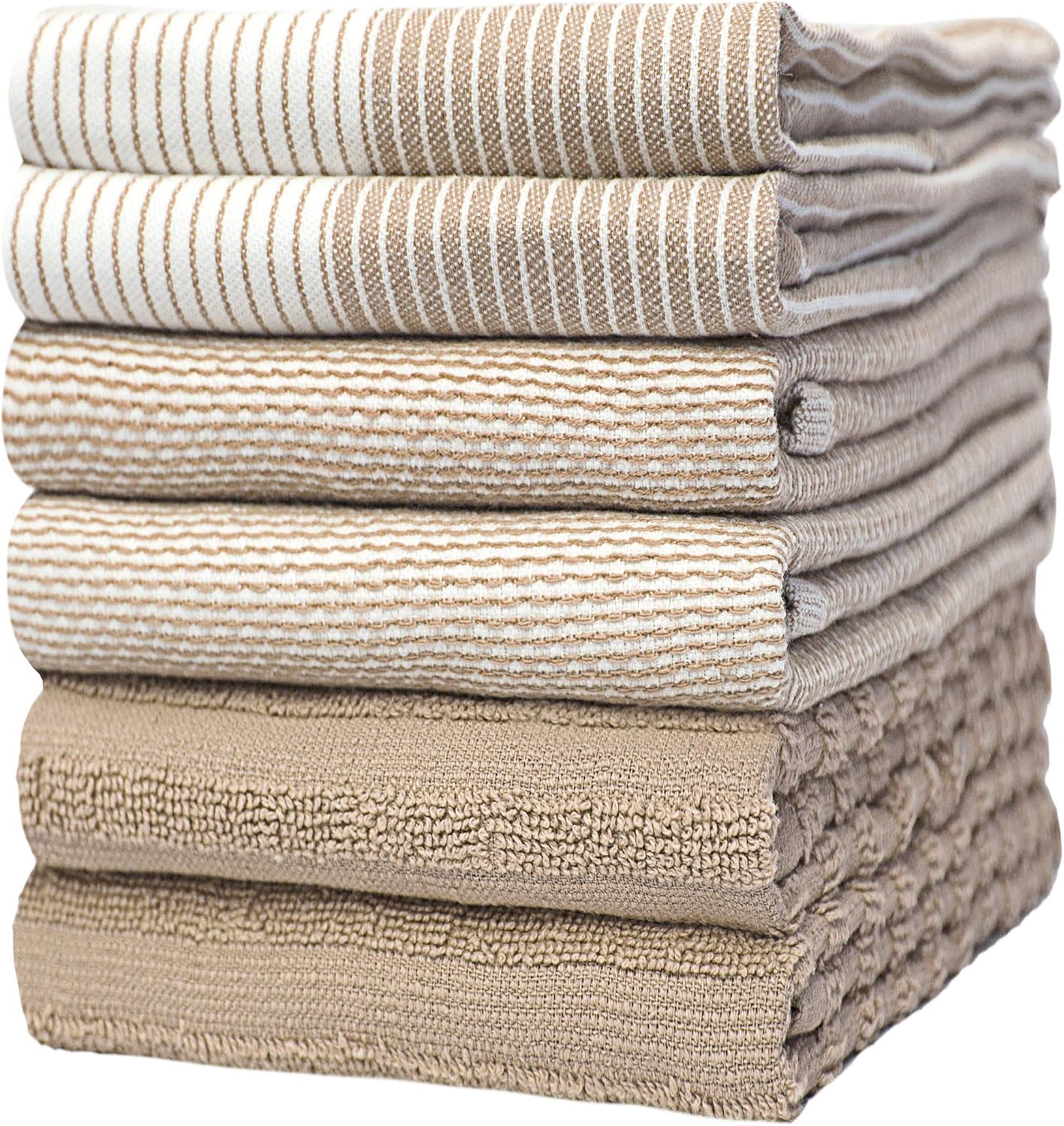 Premium Dish Towels (20”x 28”, 6 Pack) | Large Cotton Kitchen Hand Towels | | Flat & Terry Highly Absorbent Tea Towels Set with Hanging Loop | Tan Premium Dish Towels (20”x 28”, 6 Pack) | Large Cotton Kitchen Hand Towels | | Flat & Terry Highly Absorbent Tea Towels Set with Hanging Loop | Tan