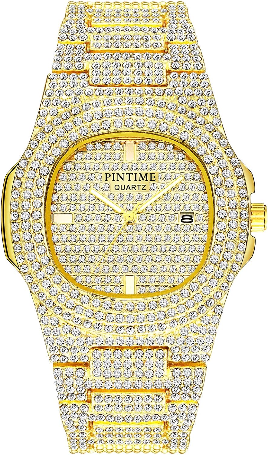 Gosasa Men’s/Womens Unisex Crystal Watch Full Bling Iced-Out Cuban Watch Oblong Silver/Gold Wristwatch Hip-Hop Stainless Steel Bracelet Watch Gosasa Men’s/Womens Unisex Crystal Watch Full Bling Iced-Out Cuban Watch Oblong Silver/Gold Wristwatch Hip-Hop Stainless Steel Bracelet Watch