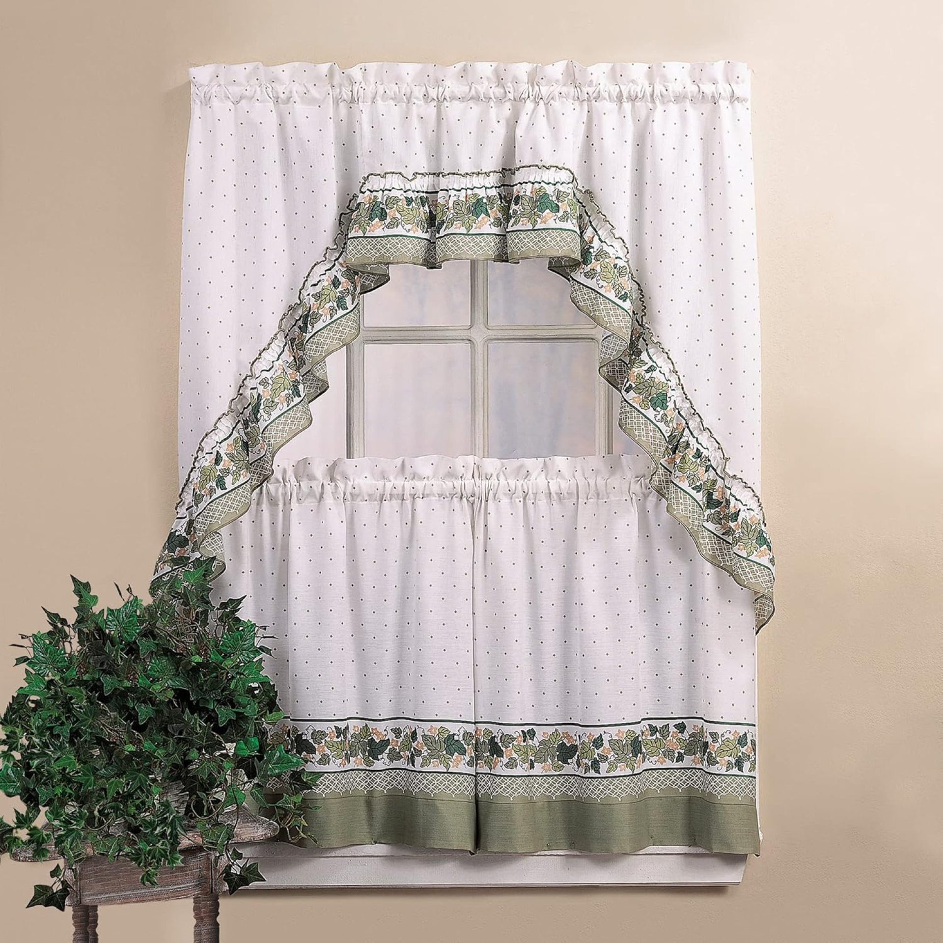 CHF & You Cottage Ivy Country Curtain Tier And Swag Set, Multi, 56-Inch X 36-Inch CHF & You Cottage Ivy Country Curtain Tier And Swag Set, Multi, 56-Inch X 36-Inch