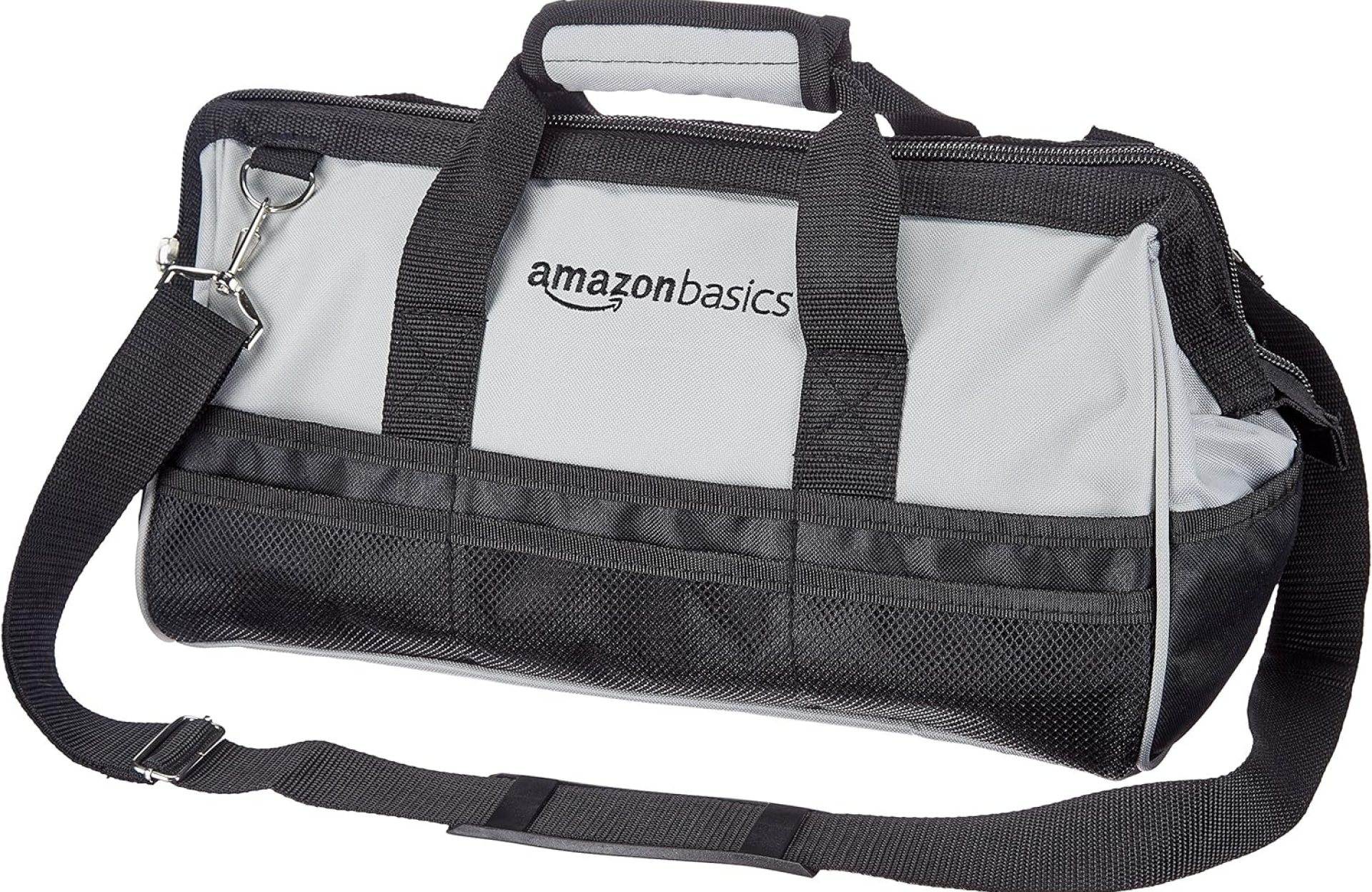 Amazon Basics Durable Wear-Resistant Base, Tool Large Standard Bag with Strap, 16 Inch, Black & Grey Amazon Basics Durable Wear-Resistant Base, Tool Large Standard Bag with Strap, 16 Inch, Black & Grey