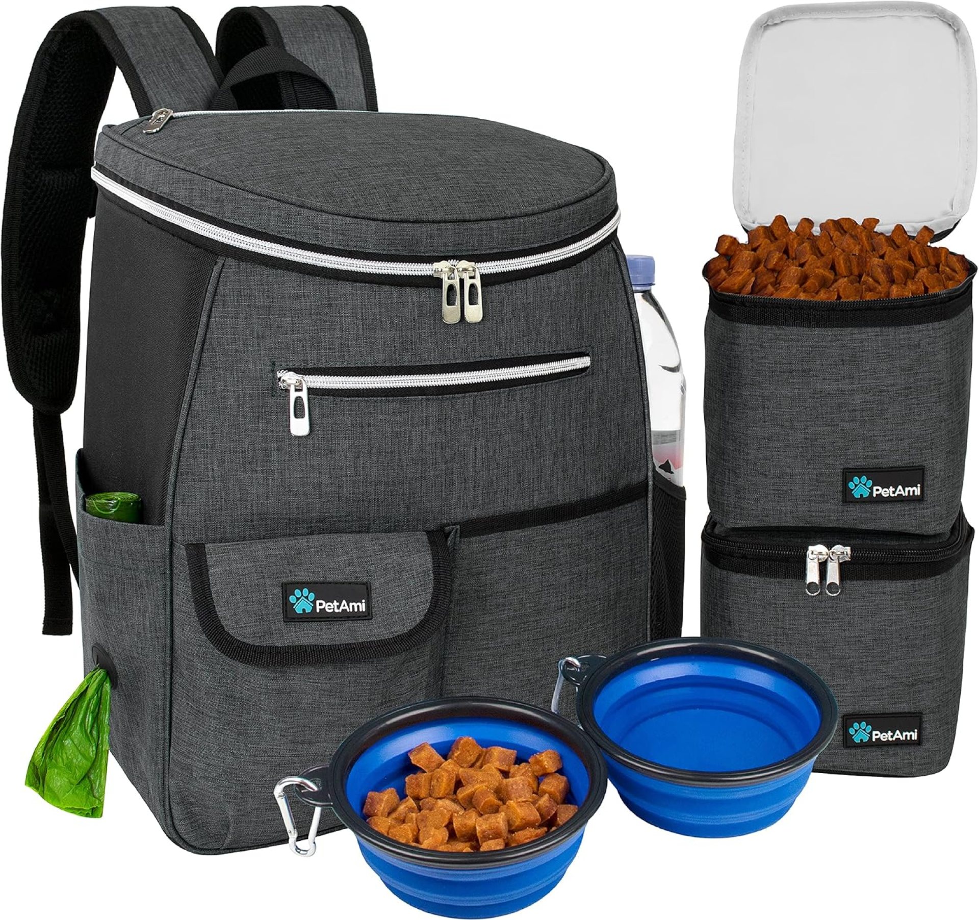 PetAmi Dog Travel Bag Backpack, Airline Approved Dog Bags for Traveling, Puppy Diaper Bag Supplies, Pet Camping Essentials Hiking Accessories Dog Mom Gift, Food Container, Collapsible Bowls, Dark Gray PetAmi Dog Travel Bag Backpack, Airline Approved Dog Bags for Traveling, Puppy Diaper Bag Supplies, Pet Camping Essentials Hiking Accessories Dog Mom Gift, Food Container, Collapsible Bowls, Dark Gray