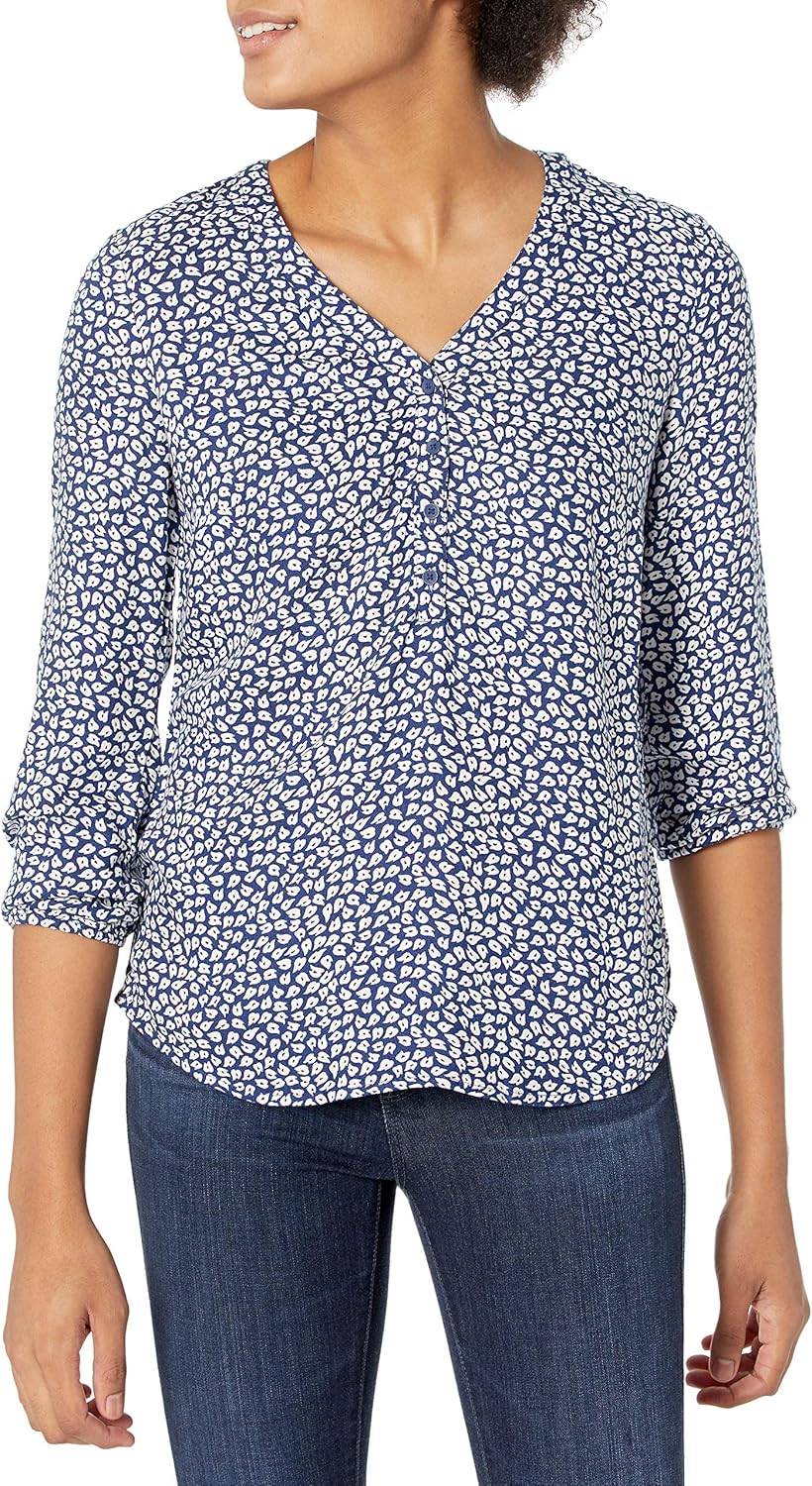 Amazon Essentials Women’s 3/4 Sleeve Button Popover Shirt Amazon Essentials Women’s 3/4 Sleeve Button Popover Shirt