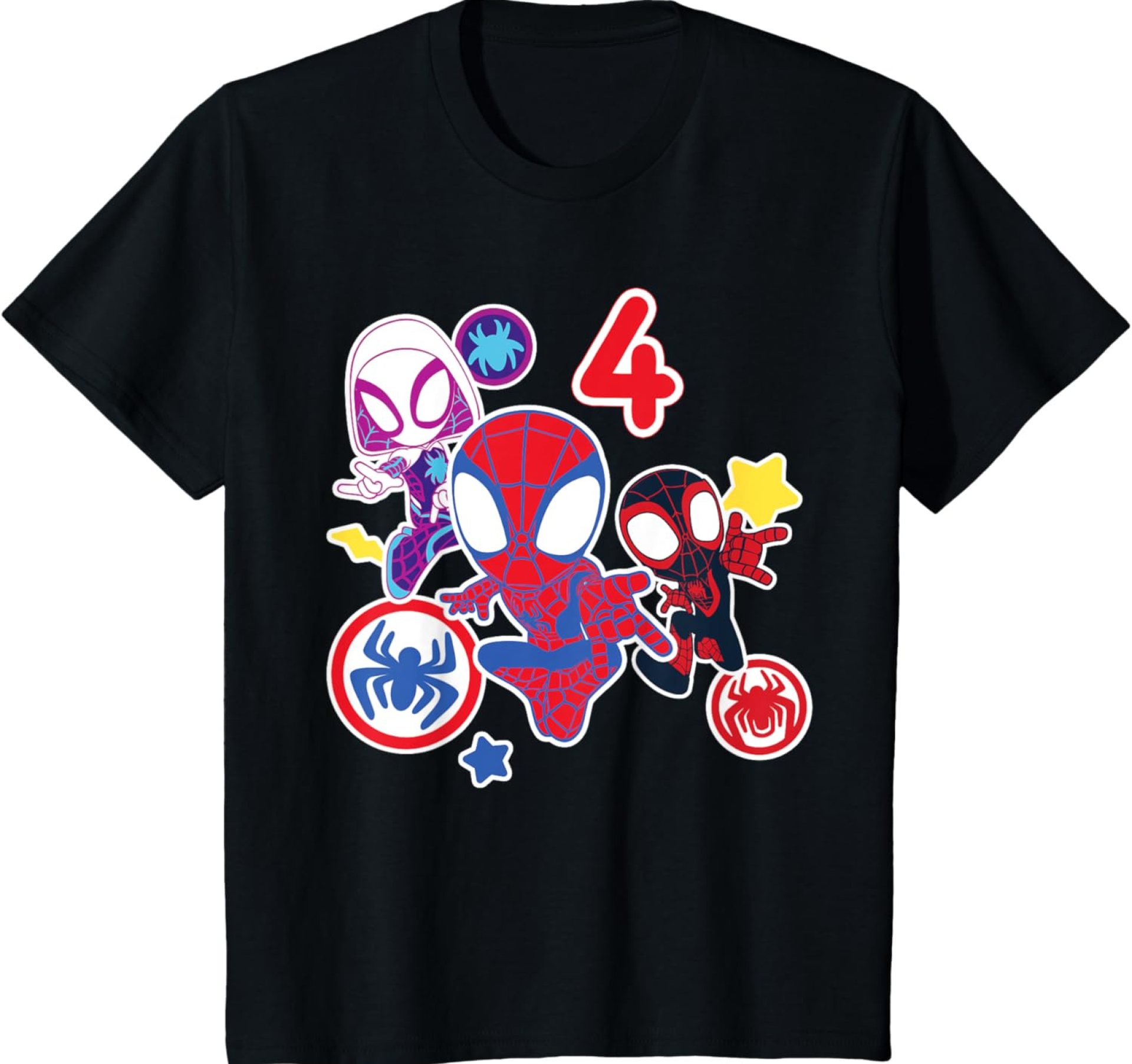 Marvel Spidey and His Amazing Friends 4 Year Old Birthday T-Shirt Marvel Spidey and His Amazing Friends 4 Year Old Birthday T-Shirt