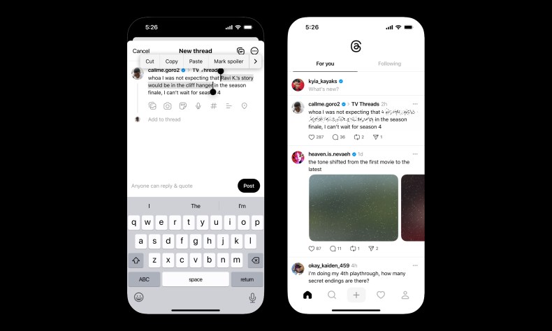 Threads is testing out a way to hide spoilers Threads is testing out a way to hide spoilers