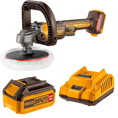Ingco – Cordless Brushless Angle Polisher (20V) with 4.Ah Battery & Charger Ingco – Cordless Brushless Angle Polisher (20V) with 4.Ah Battery & Charger