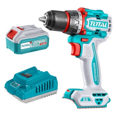 Total Tools – Cordless Brushless Drill (55Nm) with 4.0Ah Battery & Charger Total Tools – Cordless Brushless Drill (55Nm) with 4.0Ah Battery & Charger