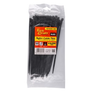 Tork Craft – Nylon Cable Ties (4.8mm x 200mm) – Black – 100 Pack Tork Craft – Nylon Cable Ties (4.8mm x 200mm) – Black – 100 Pack