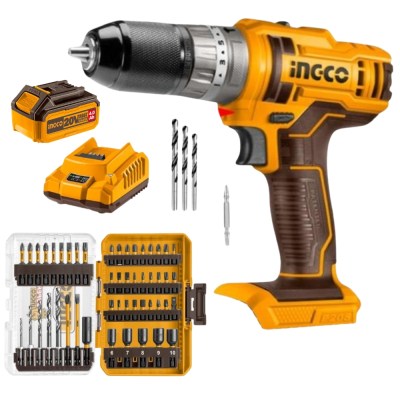 Ingco – Cordless Impact Drill with 4.0 Ah Battery, Charger & Bit Set Ingco – Cordless Impact Drill with 4.0 Ah Battery, Charger & Bit Set