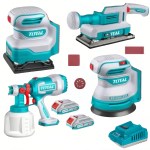Total Tools – Cordless 3x 20V Sanders, Spray Gun, 2 x Batteries & Charger Total Tools – Cordless 3x 20V Sanders, Spray Gun, 2 x Batteries & Charger