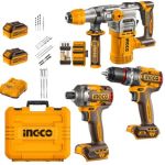 Ingco – Cordless Rotary Hammer, Drill, Impact Driver, Batteries & Charger Ingco – Cordless Rotary Hammer, Drill, Impact Driver, Batteries & Charger