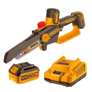Ingco – Cordless Mini Chainsaw (6 Inch Bar) with 4.0Ah Battery & Charger Ingco – Cordless Mini Chainsaw (6 Inch Bar) with 4.0Ah Battery & Charger