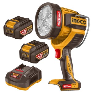 Ingco – Cordless Work Lamp (42V – 2800 Lumens) with 2x Batteries & Charger Ingco – Cordless Work Lamp (42V – 2800 Lumens) with 2x Batteries & Charger