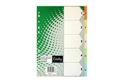 Croxley Pastel Board Dividers 160 GSM Printed – 1-5 Croxley Pastel Board Dividers 160 GSM Printed – 1-5