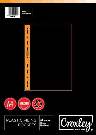 Croxley A4 Filing Pocket 50micron (Pack of 10) Croxley A4 Filing Pocket 50micron (Pack of 10)