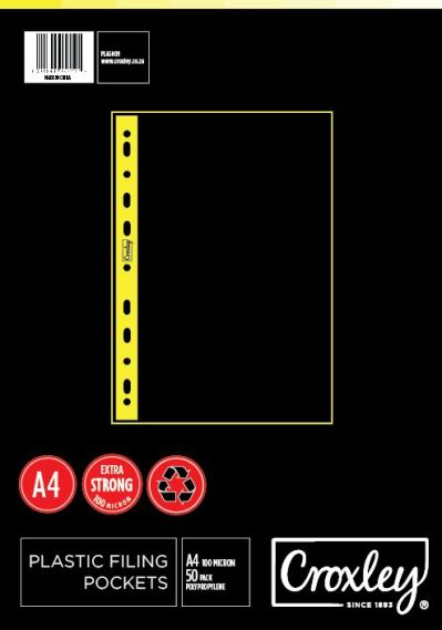 Croxley A4 Filing Pocket 100micron (Pack of 50) Croxley A4 Filing Pocket 100micron (Pack of 50)