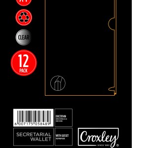 Croxley Secretarial Document Wallet with Gusset – Clear (Pack of 12) Croxley Secretarial Document Wallet with Gusset – Clear (Pack of 12)