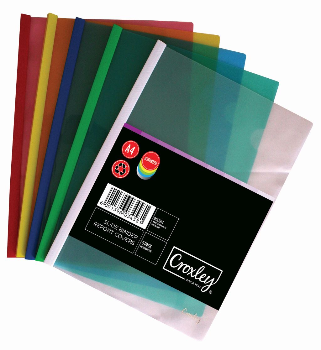 Croxley A4 Slide Binder Report Covers Assorted Colours (5 Pack) Croxley A4 Slide Binder Report Covers Assorted Colours (5 Pack)