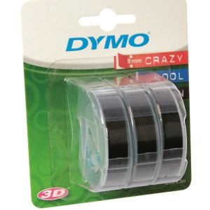 Dymo Omega Embossing 9mm x 3m White on Black Tape Cassette – Pack of 3 Dymo Omega Embossing 9mm x 3m White on Black Tape Cassette – Pack of 3