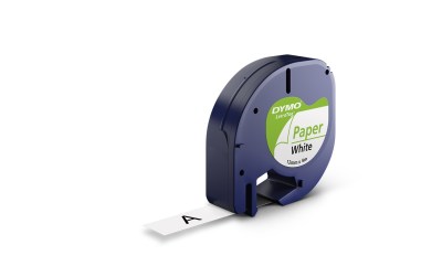Dymo LetraTag 12mm x 4m Black on White Paper Tape Cassette Dymo LetraTag 12mm x 4m Black on White Paper Tape Cassette