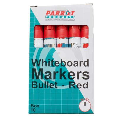 Parrot Products Whiteboard Markers (10 Markers – Bullet Tip – Red) Parrot Products Whiteboard Markers (10 Markers – Bullet Tip – Red)