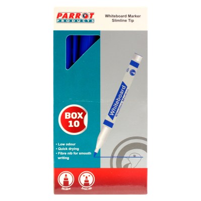 Parrot Products Whiteboard Markers (10 Markers – Slimline Tip – Blue) Parrot Products Whiteboard Markers (10 Markers – Slimline Tip – Blue)