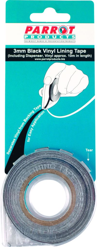 Parrot Products Vinyl Lining Tape (10 Meters – 3mm – Black) Parrot Products Vinyl Lining Tape (10 Meters – 3mm – Black)