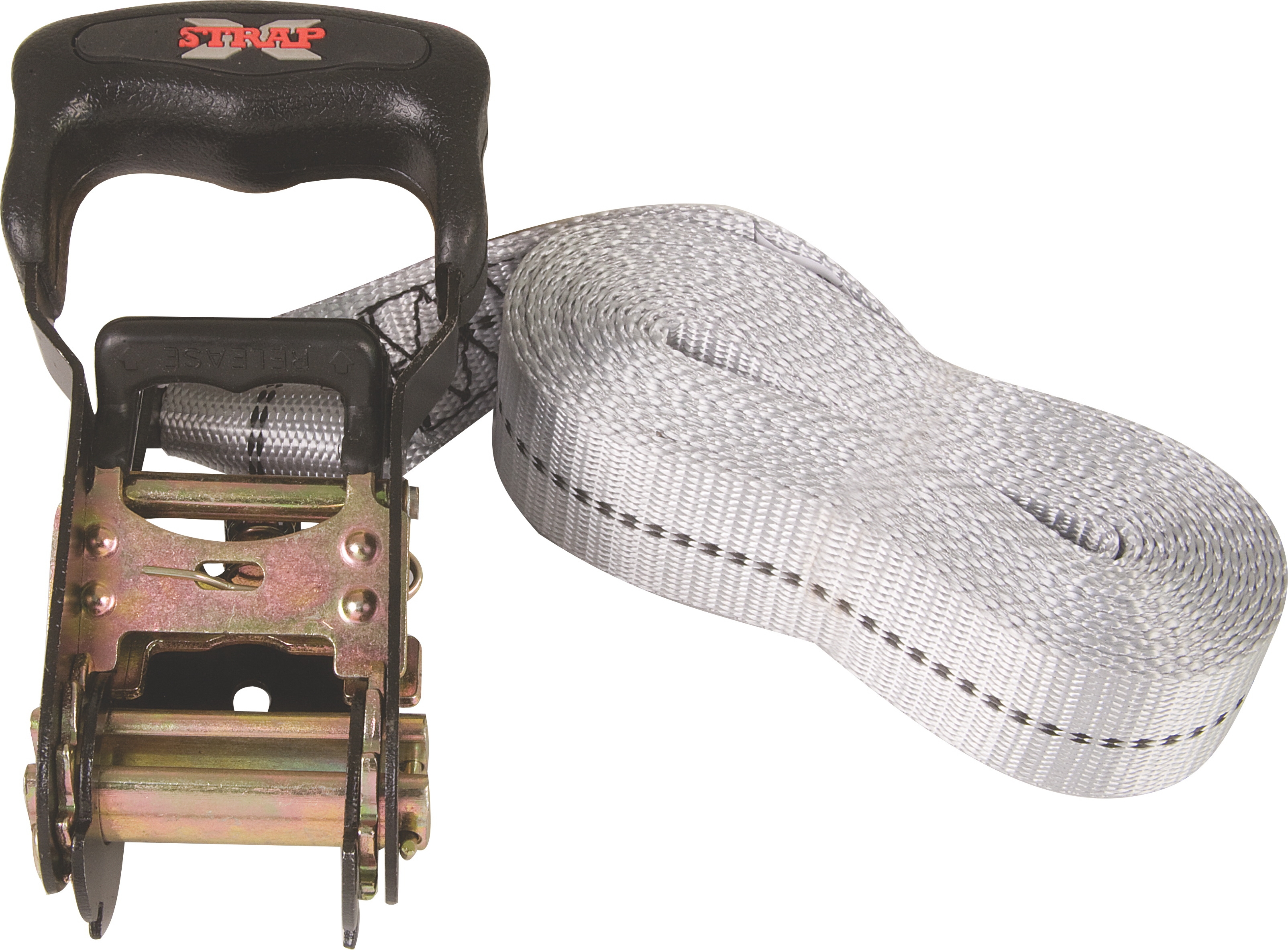 X-Strap – 4.6M X 30mm Ratchet Tie Down – Black & Silver – Set of 2 X-Strap – 4.6M X 30mm Ratchet Tie Down – Black & Silver – Set of 2