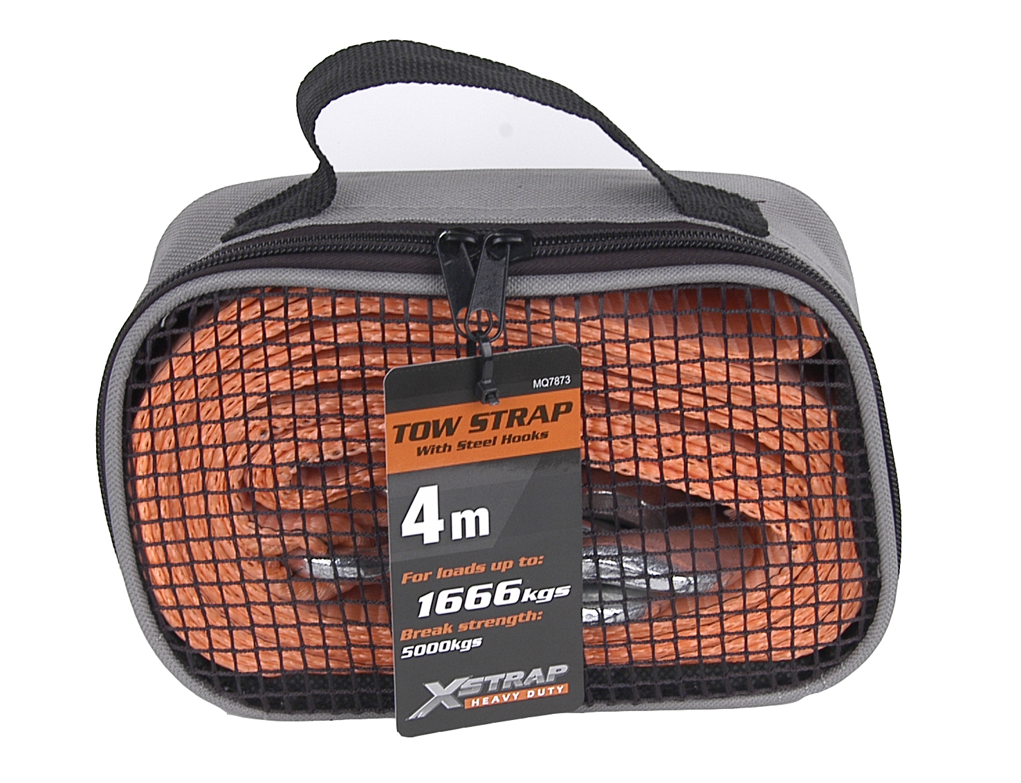 X-Strap – Towing Strap With Steel Hooks – 4M- Black & Silver X-Strap – Towing Strap With Steel Hooks – 4M- Black & Silver