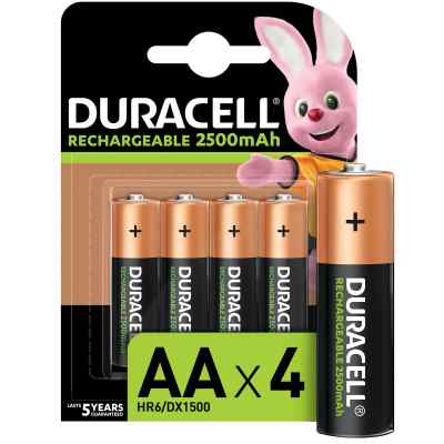 Duracell Rechargeable AA 2500mAh batteries – 4 Pack Duracell Rechargeable AA 2500mAh batteries – 4 Pack