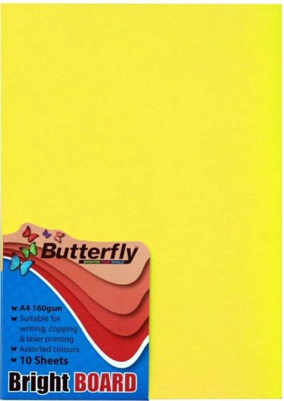 Butterfly A4 Bright Board – 10s – Yellow Butterfly A4 Bright Board – 10s – Yellow
