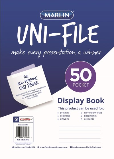 Marlin Uni-File A4 Soft Cover Display File – 50 Pocket Marlin Uni-File A4 Soft Cover Display File – 50 Pocket