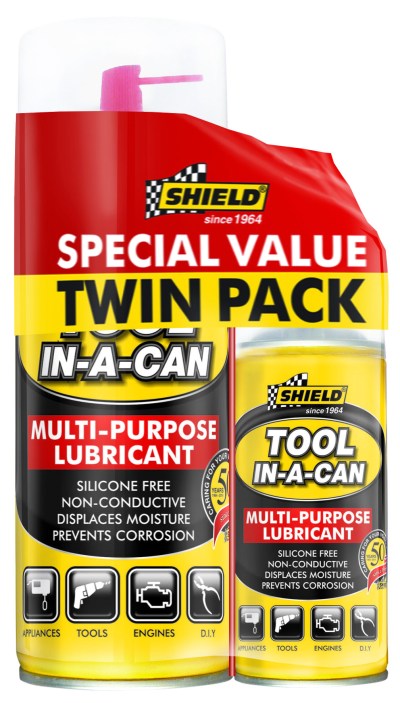 Shield – Tool in a Can Multi-purpose Lubricant Twinpack 375ml and 150ml Shield – Tool in a Can Multi-purpose Lubricant Twinpack 375ml and 150ml