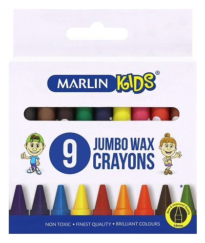 Marlin Kids 9 Jumbo Wax Crayons – 1.4cm Marlin Kids 9 Jumbo Wax Crayons – 1.4cm