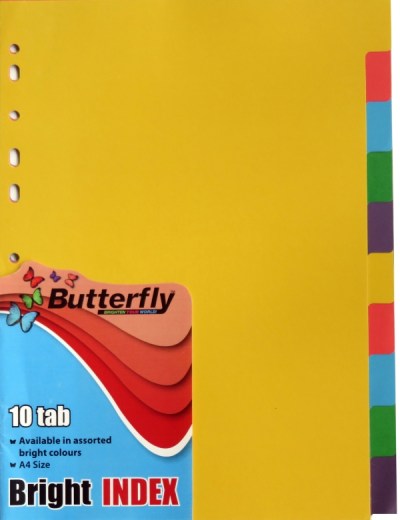 Butterfly A4 File Dividers Bright Board – 10 Tab Butterfly A4 File Dividers Bright Board – 10 Tab
