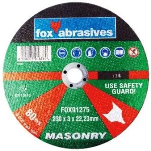 Fox Tools – Abrasive Cutting Disc Masonary – 230 x 3.0mm Fox Tools – Abrasive Cutting Disc Masonary – 230 x 3.0mm