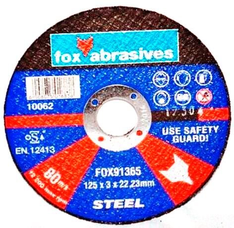 Fox Tools – Abrasive Cutting Disc Steel – 125 x 3.0mm Fox Tools – Abrasive Cutting Disc Steel – 125 x 3.0mm