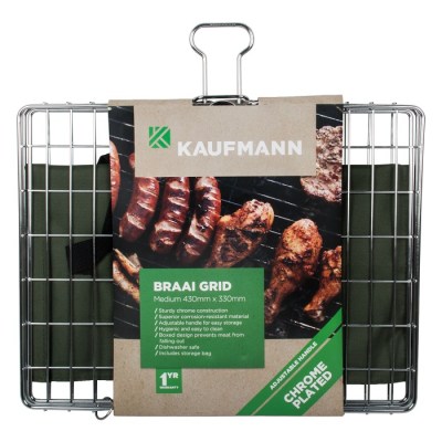 Kaufmann Braai Grid Adjustable Chrome Plated Box – Medium Kaufmann Braai Grid Adjustable Chrome Plated Box – Medium