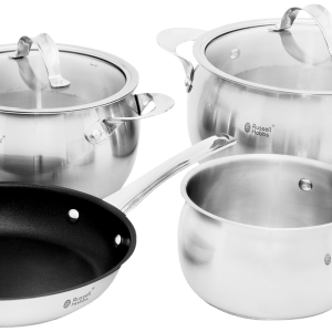 Russell Hobbs Nostalgia 7 Piece Stainless Steel Belly Pot Set Russell Hobbs Nostalgia 7 Piece Stainless Steel Belly Pot Set