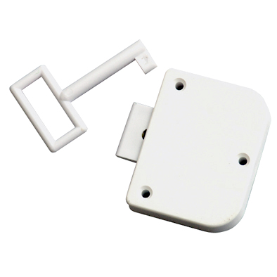Cupboard Lock Plastic Wht 59X46mm 1 Key Cupboard Lock Plastic Wht 59X46mm 1 Key