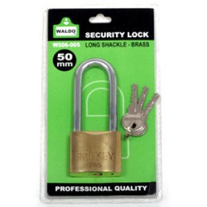 Padlock L/S Brass Waldo 50mm #L265 Padlock L/S Brass Waldo 50mm #L265