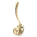 Hat+Coat Hook Brass Oval 152mm 4H #107 Hat+Coat Hook Brass Oval 152mm 4H #107