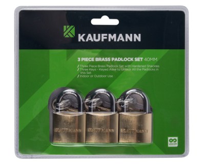 Kaufmann – 3 Piece 30mm Brass Lock Set Kaufmann – 3 Piece 30mm Brass Lock Set